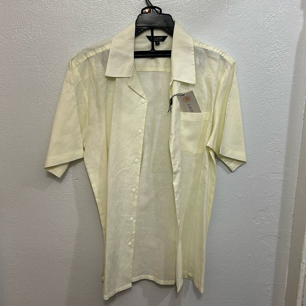 Men’s linen ivory colored shirt, size medium